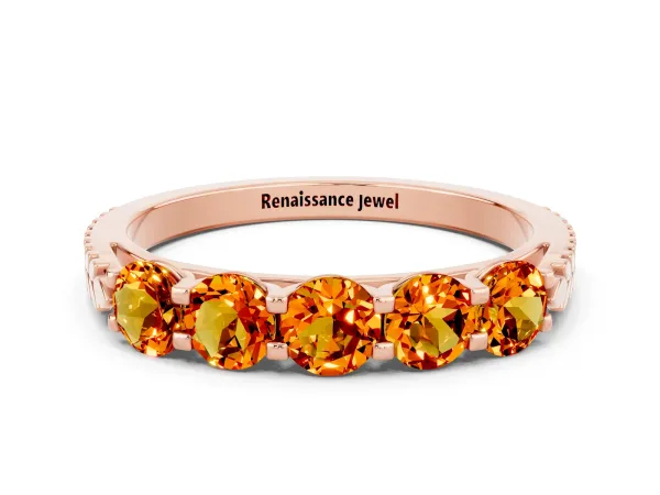 Five-Stone Round Citrine Prong-Set Band Rose gold