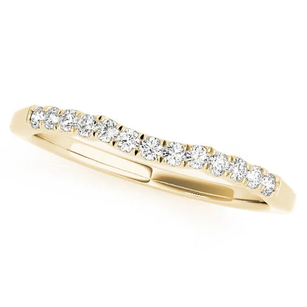 Round Diamond U-Shape Pavé Curved Wedding Band Yellow gold