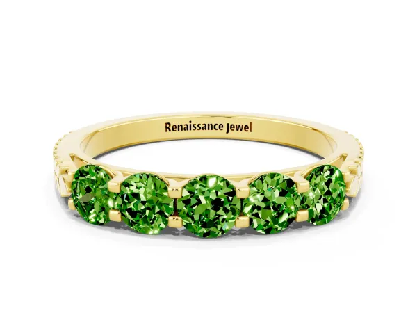 Five-Stone Round Peridot Prong-Set Band Yellow gold