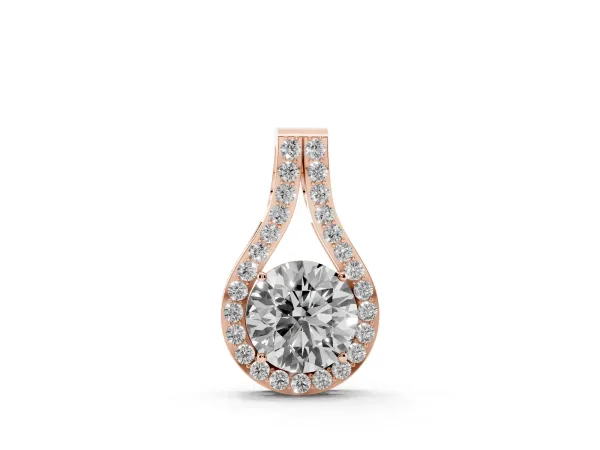 Round Halo Prong-Set Pendant Rose gold