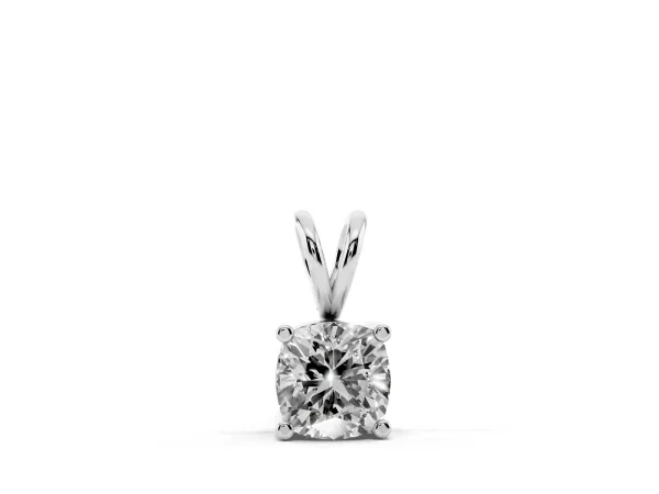 Cushion Solitaire Diamond Prong Pendant White gold