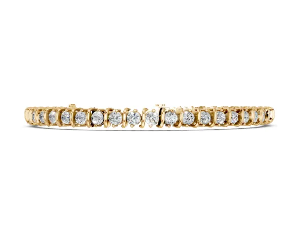 Round Diamond Spiral Tennis Bracelet with Prong Setting Yellow gold