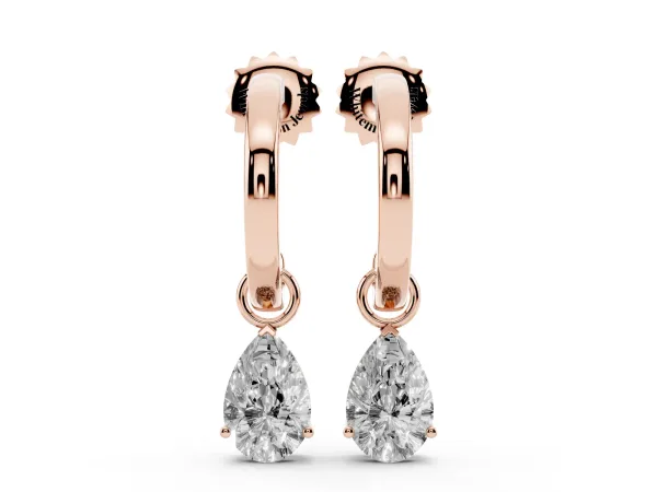 Pear Diamond Drop Earrings with Screw Back Rose gold