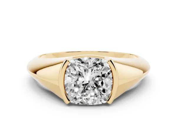Cushion Cut Solitaire Tension Set Diamond Ring Yellow gold