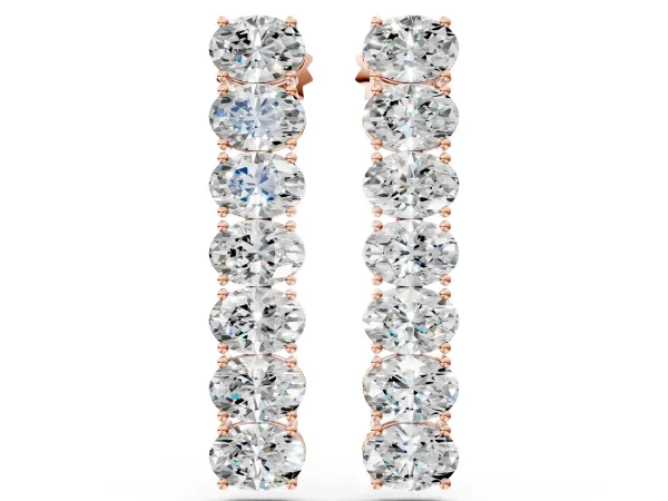 Oval Diamond Huggie Hoop Earrings Rose gold