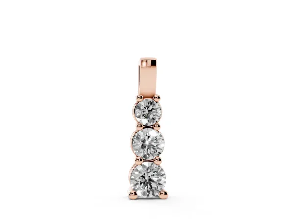 Round Diamond Vertical Prong Pendant Rose gold