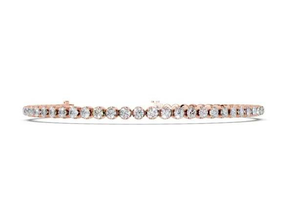 Round Diamond Bezel-Set Tennis Bracelet Rose gold