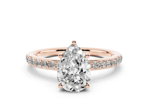Pear Cut Cut Diamond Pavé Band Ring with Four-Prong Setting Rose gold
