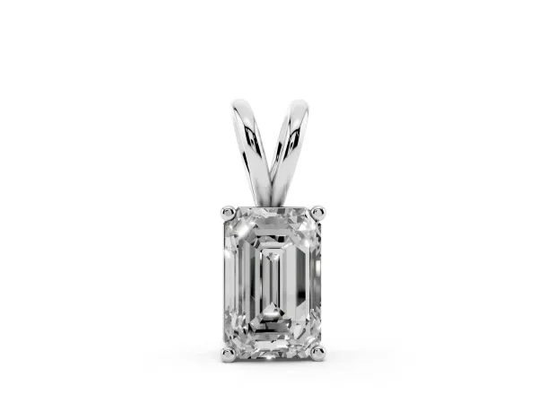 Emerald Cut Solitaire Pendant with Four-Prong Setting White gold