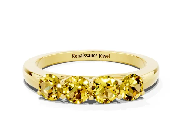 Four-Stone Round Yellow Sapphire Prong-Set Band Yellow gold