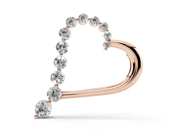 Round Diamond Prong-Set Heart Pendant Rose gold