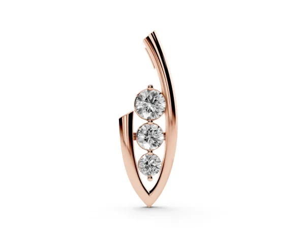 Three-Stone Round Prong-Set Pendant Rose gold