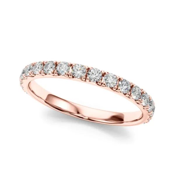 Round Cut Diamond Eternity Band with Shared Prong Setting Rose gold