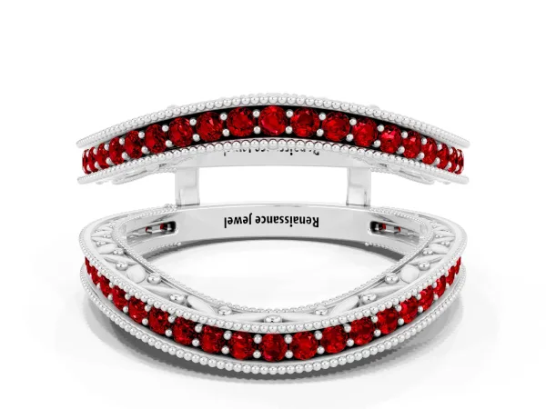 Round Ruby Milgrain Eternity Band with Channel Setting Platinum