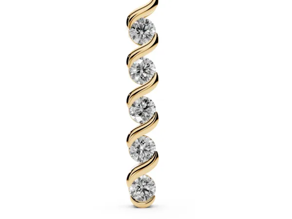 Round Diamond Spiral Prong Pendant Yellow gold