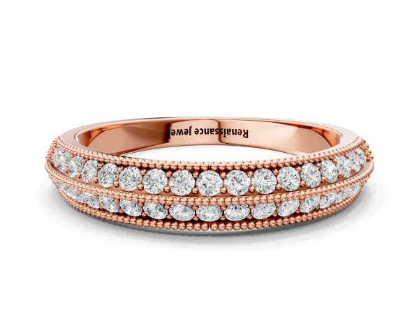 Pavé Round Diamond Milgrain Eternity Band Rose gold