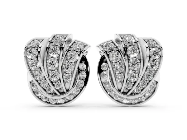 Round Diamond Pavé Knot Stud Earrings Silver
