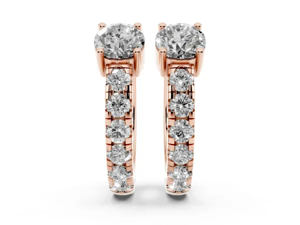 Round Diamond Taylor Huggie Hoop Earrings Rose gold