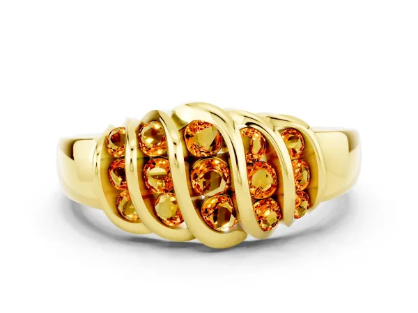 Round Citrine Multi-Row Crossover Band Yellow gold