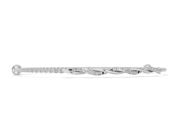 Twisted Diamond Round-Cut Cable Chain Bracelet with Bezel Setting White gold