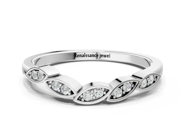 Marquise Diamond Leaf Eternity Band with Bezel Setting Platinum