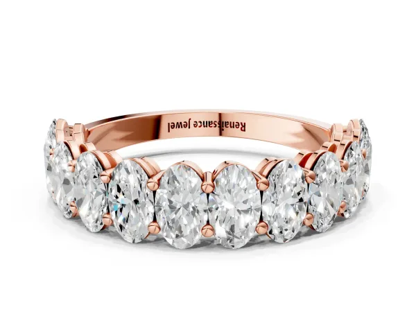 Oval Diamond Prong-Set Eternity Band Rose gold