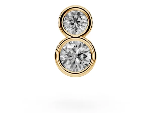Round Diamond Duo Flatback Earring Yellow gold