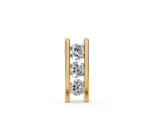 Vertical Channel-Set Round Diamond Bar Pendant Yellow gold