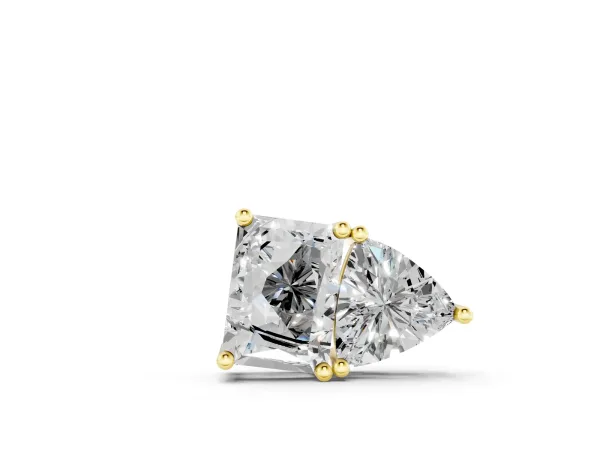 Radiant and Trillion Diamond Two-Stone Pendant with Prong Setting Yellow gold