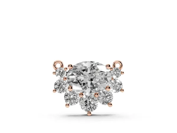 Oval Diamond Cluster Pendant with Prong Setting Rose gold