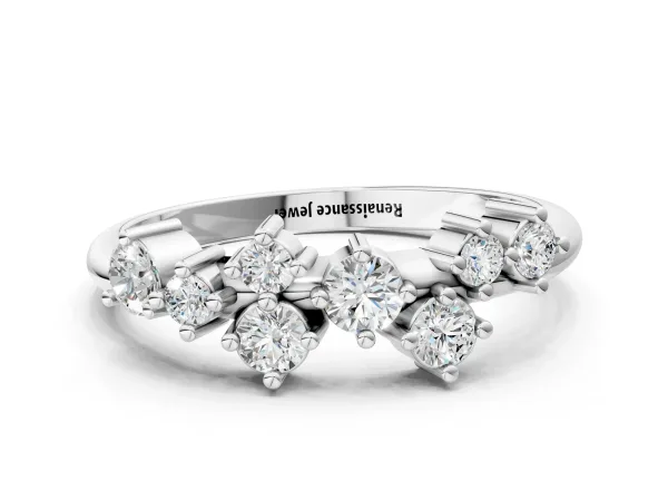 Cluster Diamond Round Cut White Gold Band with Prong Setting White gold