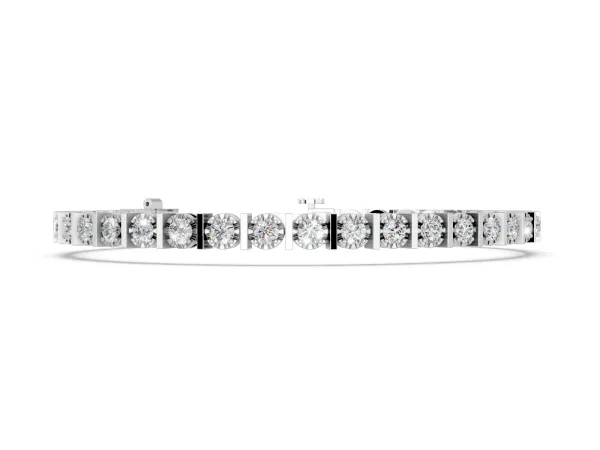Round Diamond Channel Set Tennis Bracelet with Prong Setting White gold