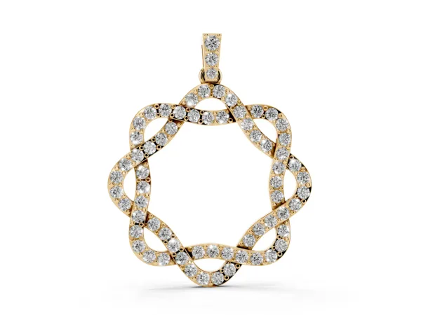Round Diamond Pavé Infinity Pendant with Prong Setting Yellow gold