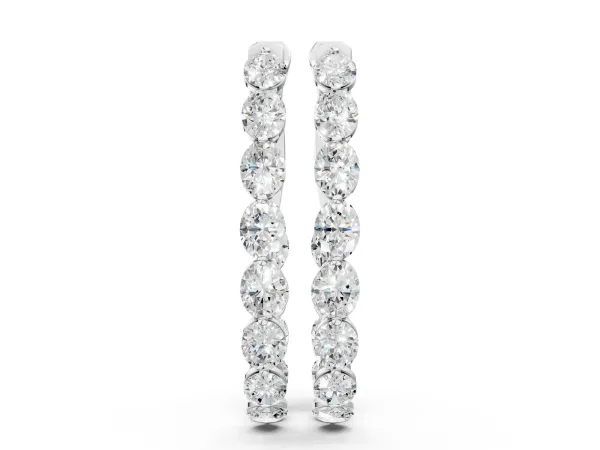 Oval Cut Diamond Inside-Out Hoop Earrings Platinum