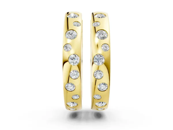 Round Diamond Mosaic Hoop Earrings Yellow gold