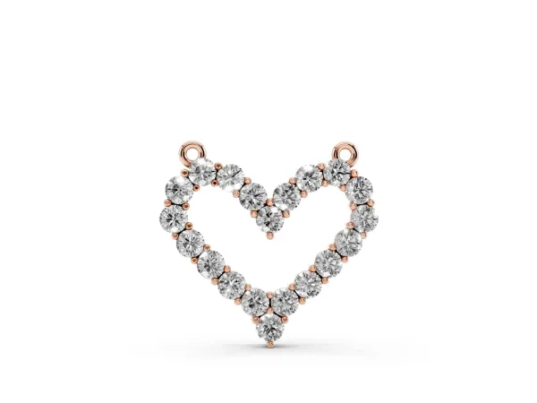 Prong-Set Round Diamond Heart Pendant Rose gold