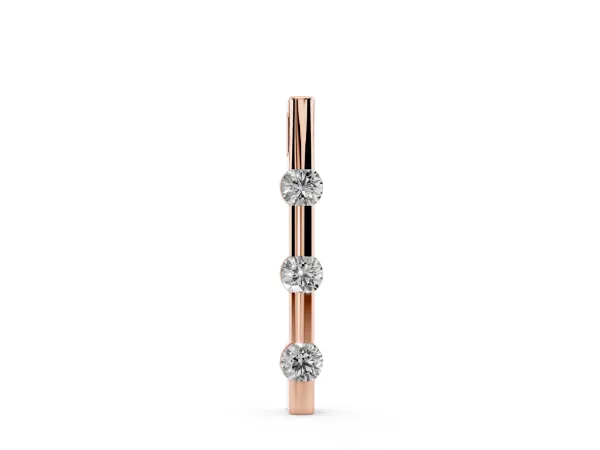 Three-Stone Round Diamond Bar Pendant with Channel Setting Rose gold