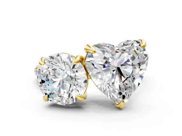 Round and Heart Toi Moi Ring with Prong Setting and Pave Band Yellow gold