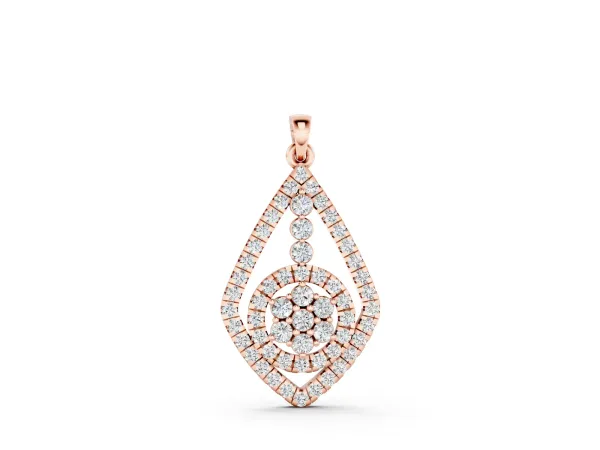 Diamond Halo Pendant with Pavé Setting Rose gold