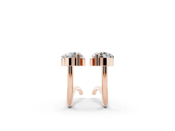 Round Diamond Climber Earrings with Prong Setting on Curved Band Rose gold