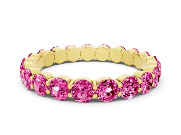 Round Pink Sapphire Eternity Band with U-Prong Setting Yellow gold