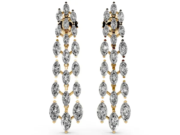 Marquise Diamond Linear Drop Earrings Yellow gold