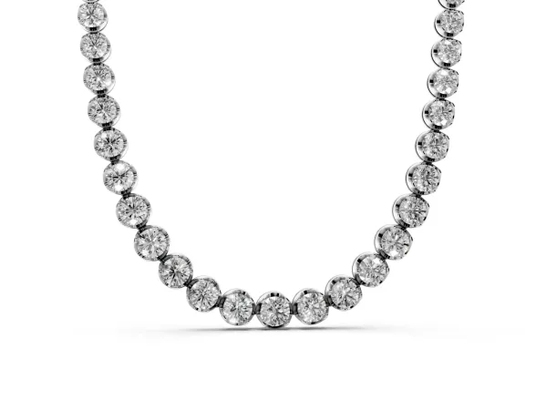 Round Brilliant Diamond Tennis Necklace with Prong Setting White gold