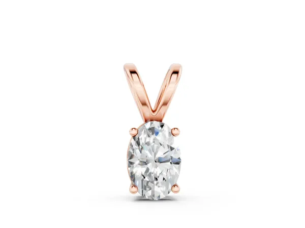 Oval Solitaire Diamond Prong Pendant Rose gold