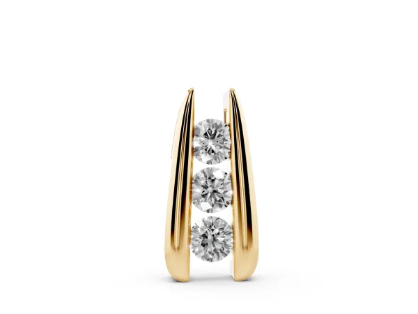 Vertical Channel Set Round Diamond Pendant Yellow gold