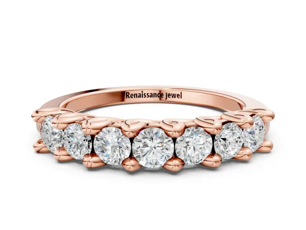 Round Diamond Prong-Set Half Eternity Band Rose gold