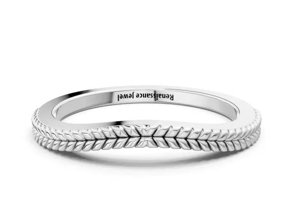 Milgrain Twist Contour Wedding Band White gold