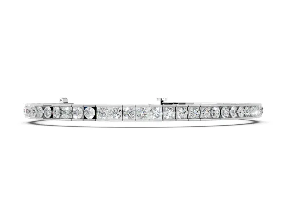 Round Diamond Channel-Set Tennis Bracelet with Box Clasp White gold