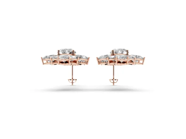 Oval, Pear, Marquise and Round Diamond Floral Cascade Drop Earrings Rose gold