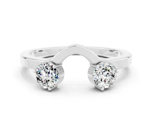 Dual Round Moissanite Open Band Ring with Prong Setting Platinum